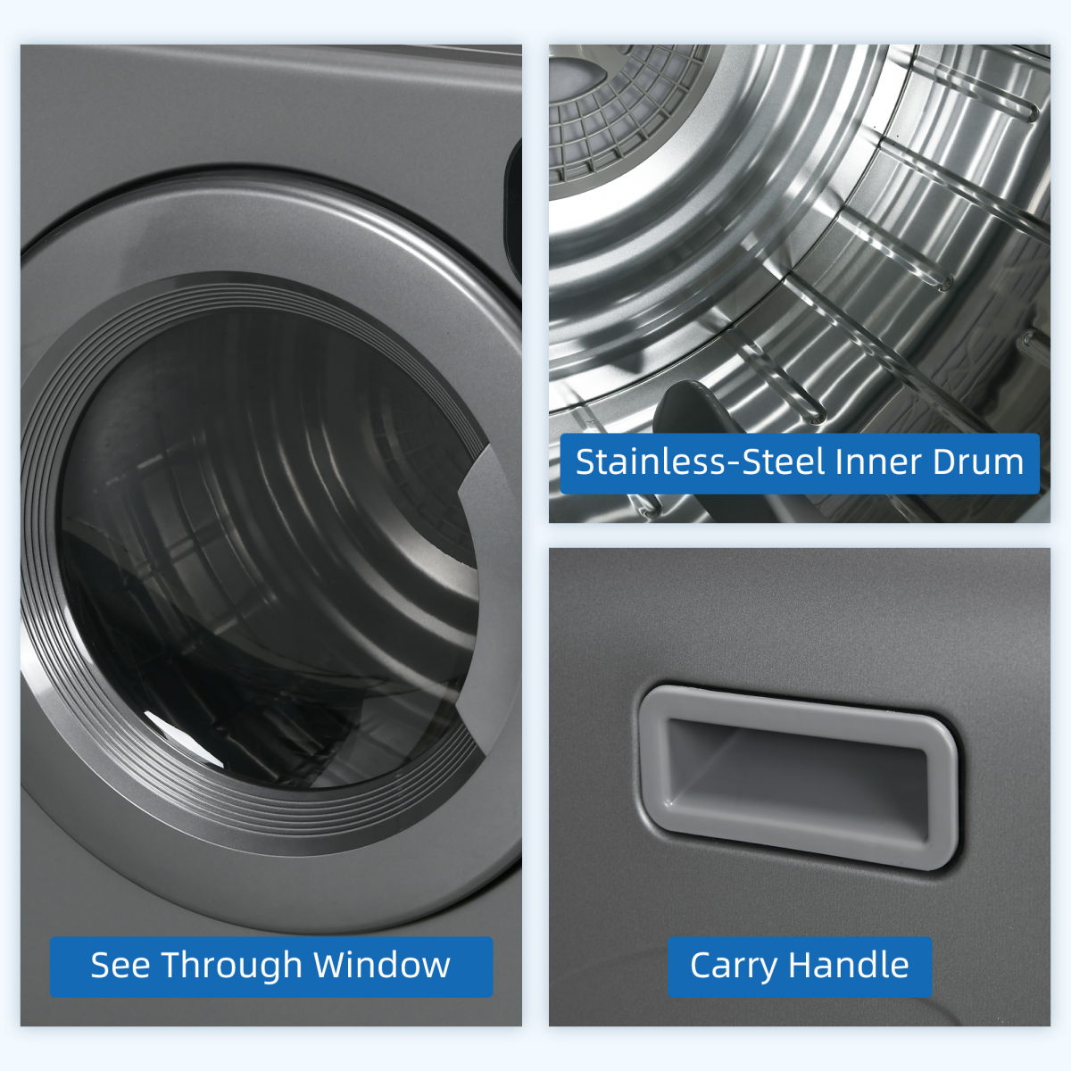 HOMCOM 6kg Vented Tumble Dryer with 7 Drying Programmes – 1500W Space-Saving Clothes Dryer, Grey