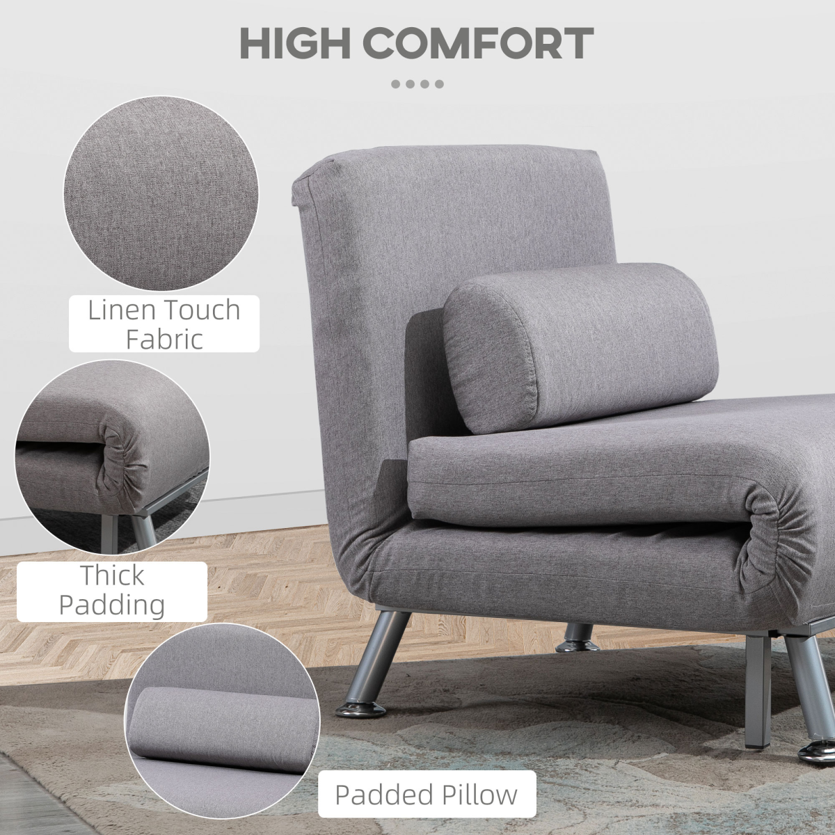 HOMCOM chair bed pillow detail