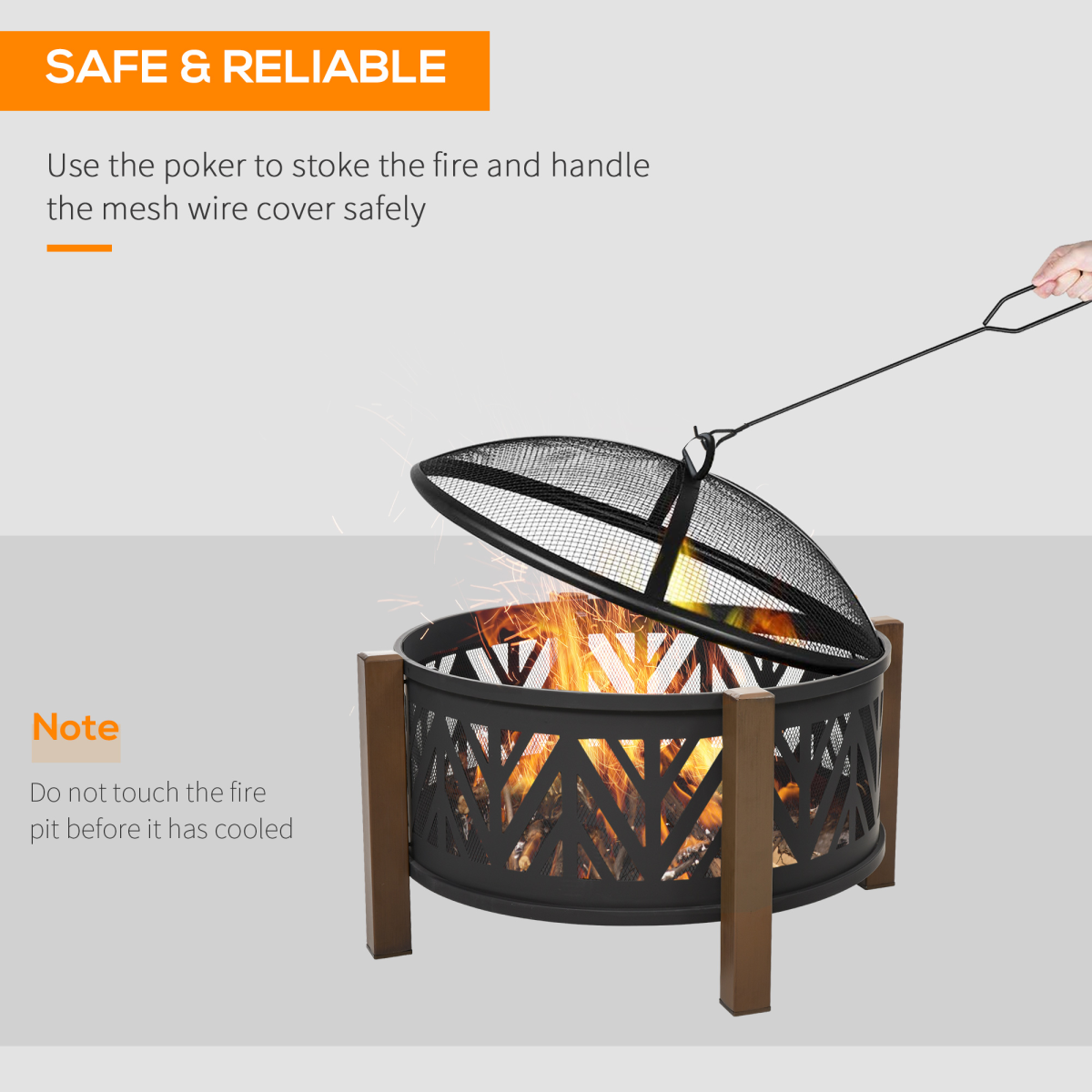 HOMCOM 2-in-1 Outdoor Fire Pit Bowl with BBQ Grill Grate and 30" Mesh Spark Screen Cover – Poker Included