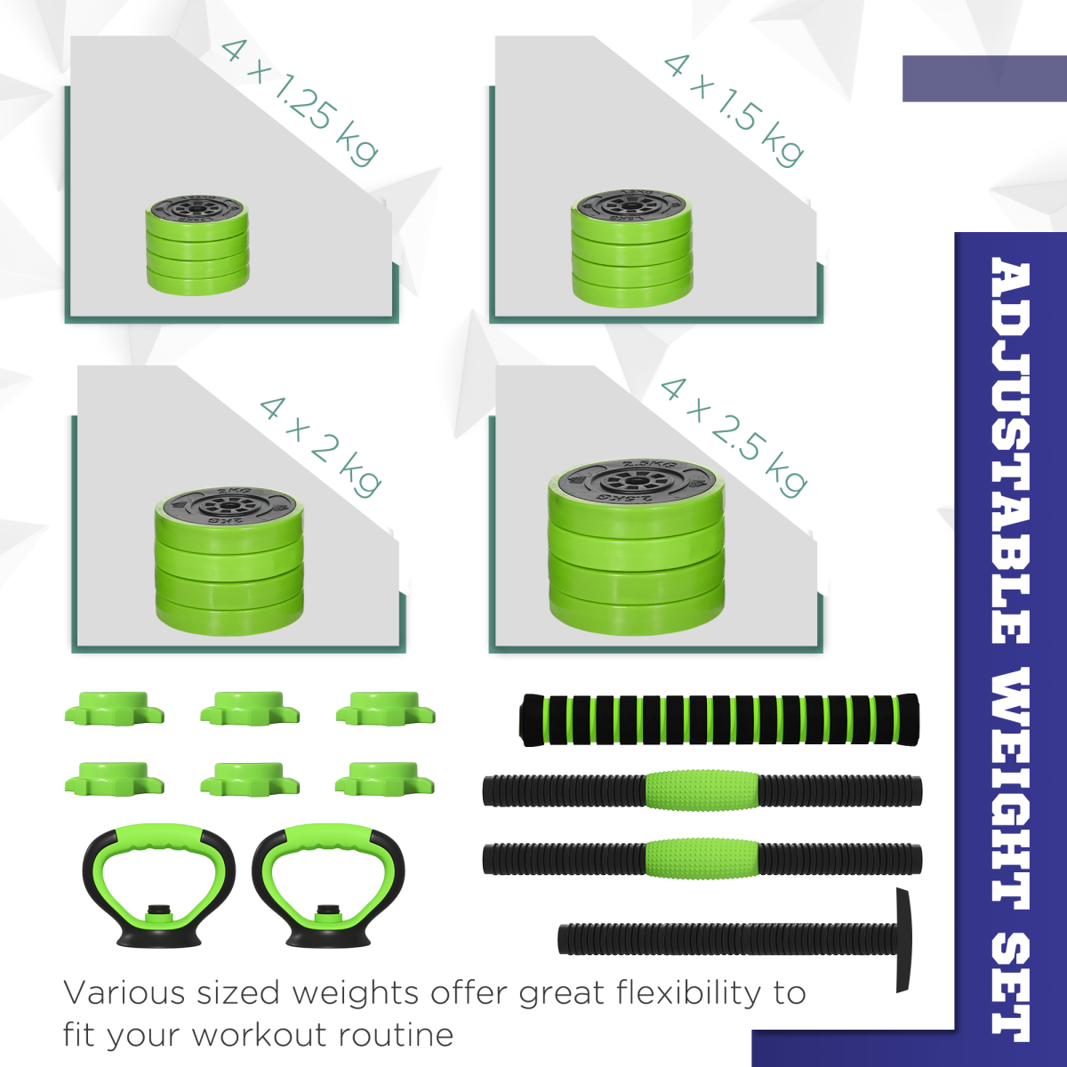 SPORTNOW 30kg 4-in-1 Adjustable Weight Set – Dumbbells, Barbell, Kettlebell & Push Up Stands for Home Gym