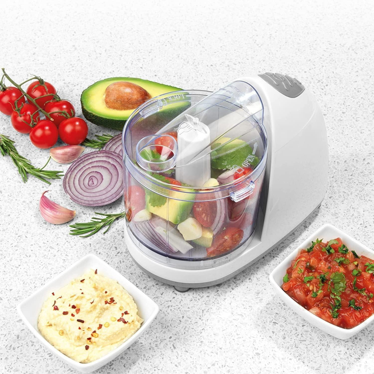 Progress Electric Mini Chopper, 150W with One Touch Operation & 350ml Bowl – Stainless Steel Blades, White