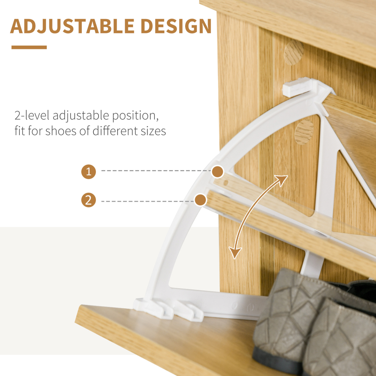 12-Pair Shoe Storage Cabinet with 2 Pull-Out Drawers & Tabletop, Oak Effect, 80 x 72 x 26cm