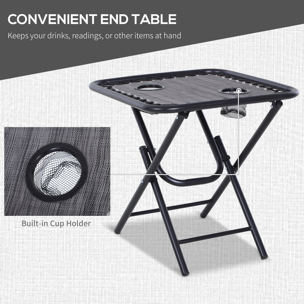 Outsunny 3-Piece Zero Gravity Chairs & Side Table Set with Cup Holders – Foldable Sun Loungers, Light Grey