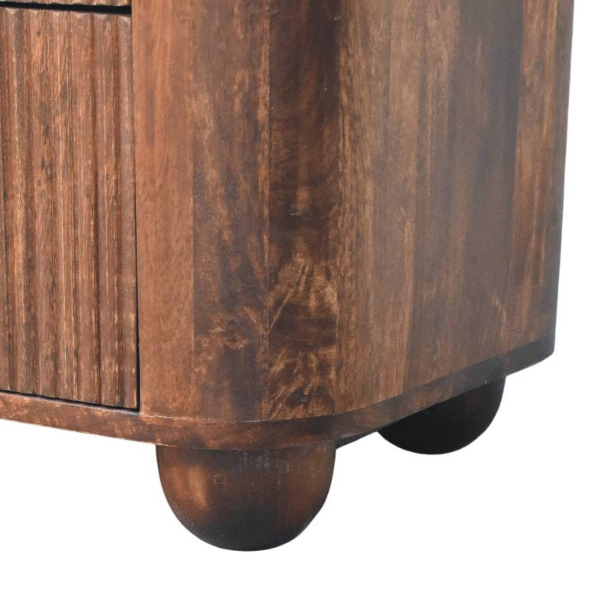 Artisan Furniture Solid Wood Marlowe Fluted Nightstand with 2 Drawers – California Walnut Bedside Table, Dark Brown