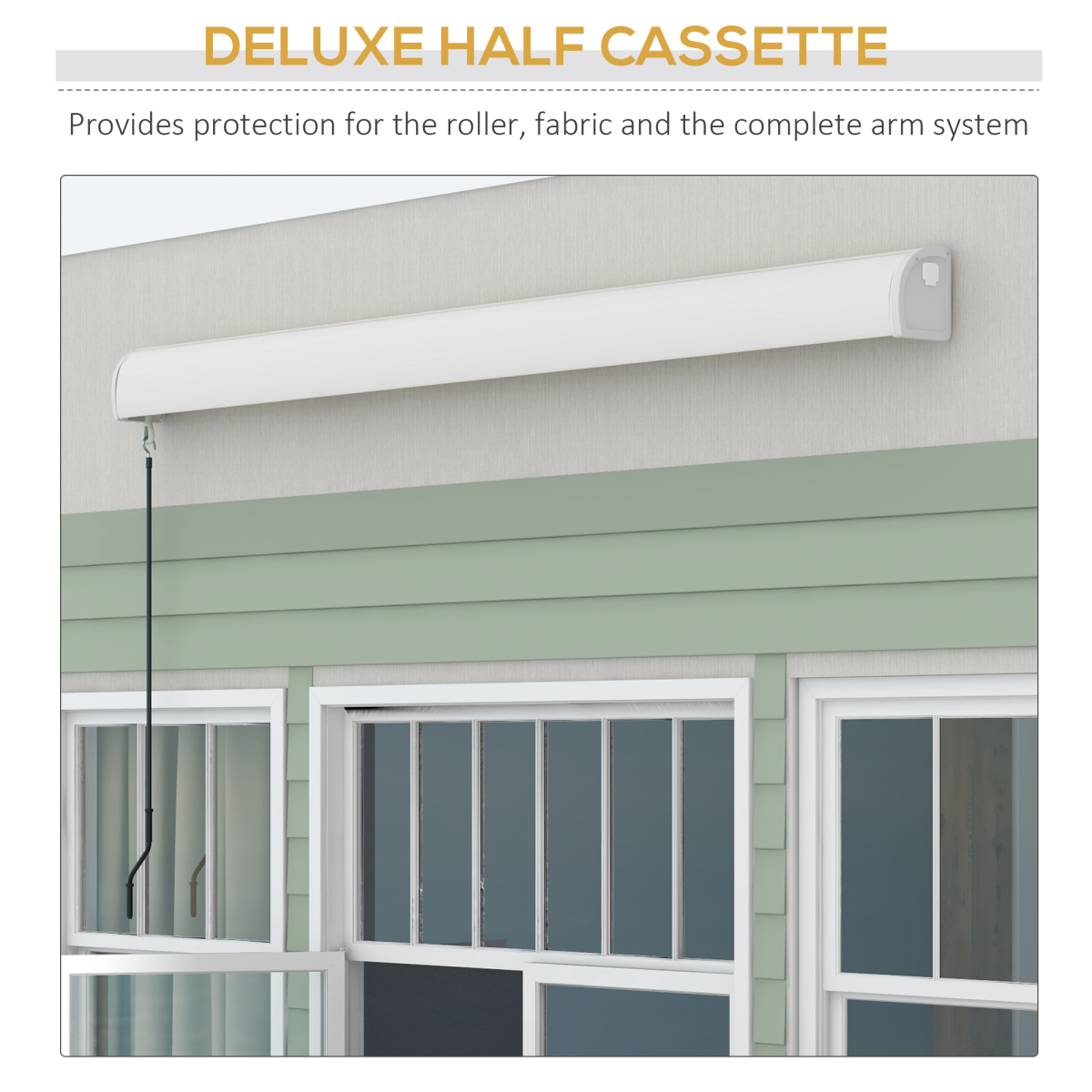 Outsunny 3 x 2.5m Electric Retractable Awning with Remote – Cassette Canopy for Doors & Windows, Grey