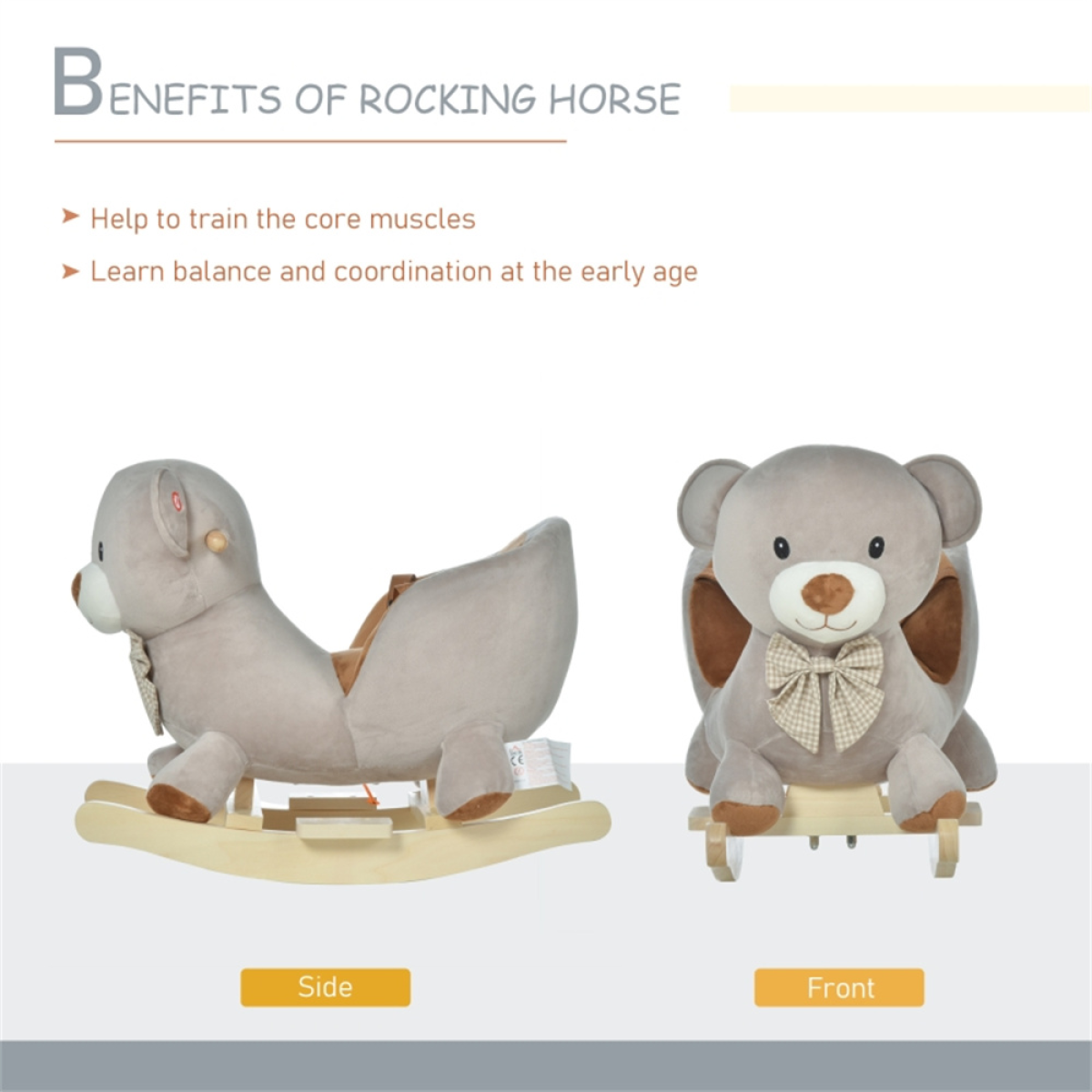 Baby Rocking Bear Ride-On with Press-Ear Sounds – Gentle Rocking Toy for Little Ones, Brown