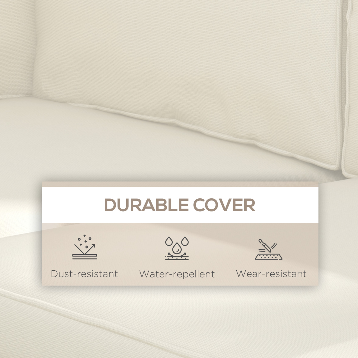 Outsunny 14-Piece Replacement Garden Seat & Back Cushion Set with Zipped Covers, Cream White