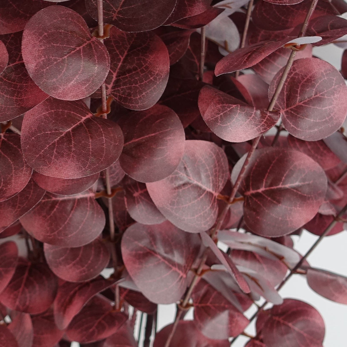 Leaf Artificial Eucalyptus Foliage Stem with Silk Leaves – Home Decor Greenery, Burgundy, 100cm