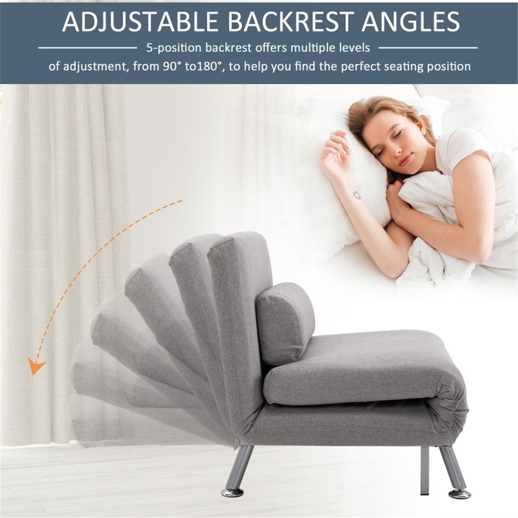 Grey Armless Chair Bed pillow detail