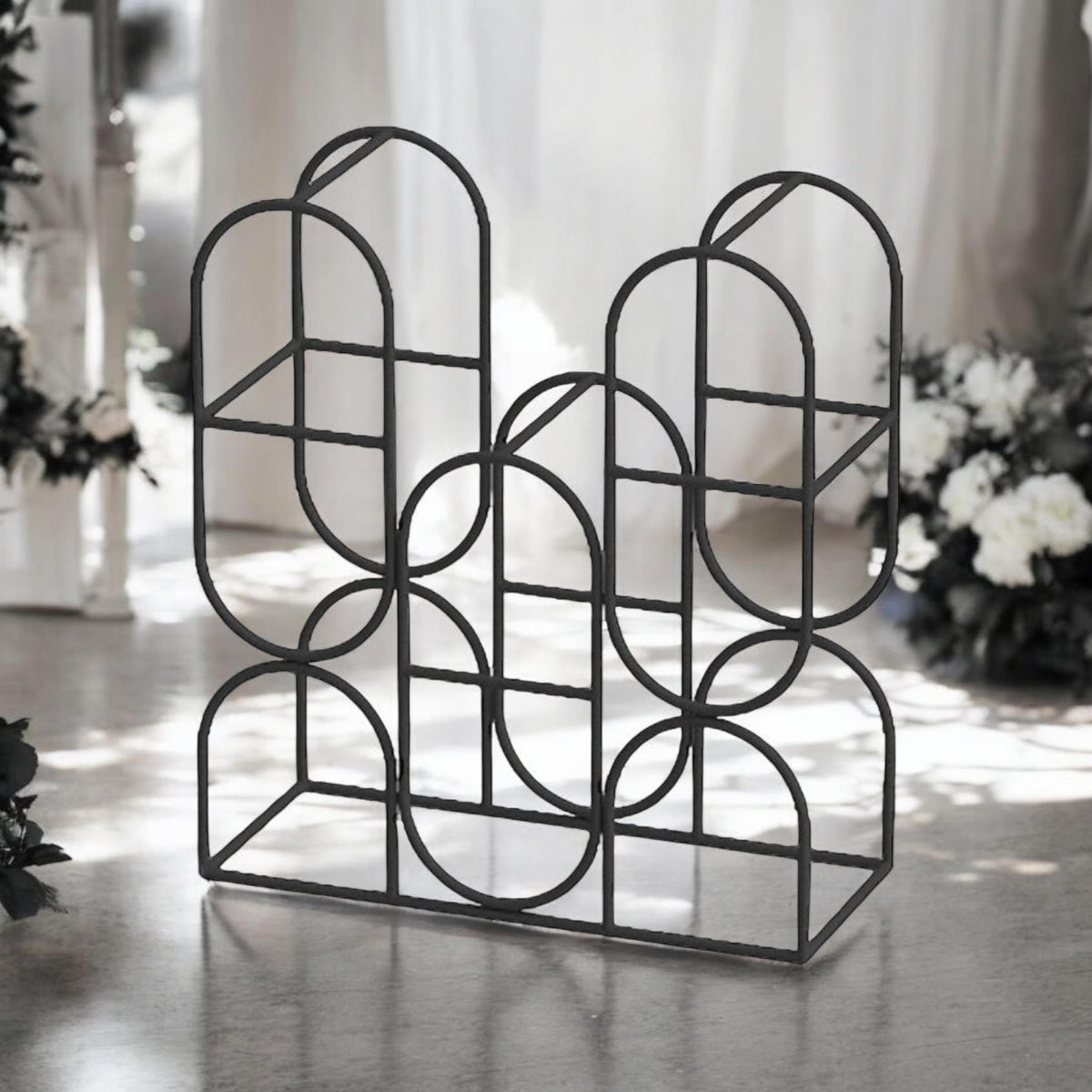 Cast Iron Freestanding Wine Rack, 14 Inch – Compact Decorative Wine Storage for Worktops and Bars, Black