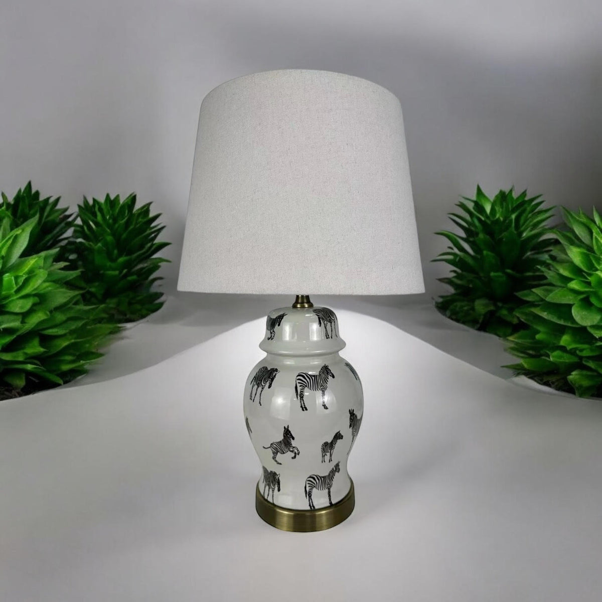 AcaciaHome Oriental Floral Ceramic Table Lamp with Drum Shade – Decal Patterns, Soft Ambient Lighting