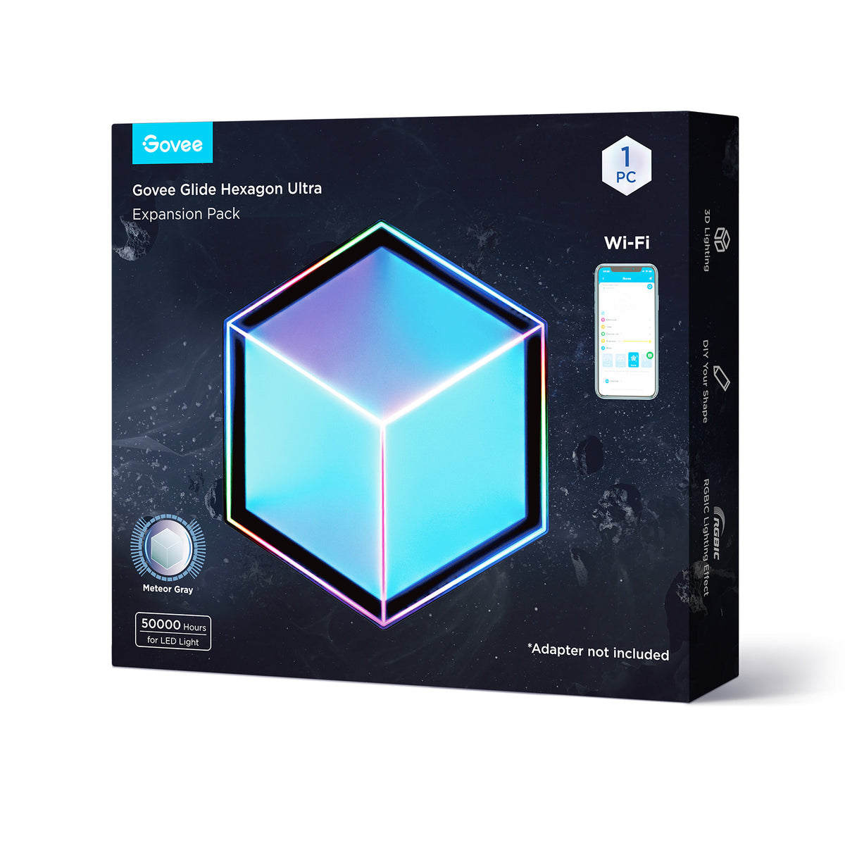 Govee H606A Hexagon LED Light Panel Extension, 1 Pack – 3D Gaming Room Decor, DreamView & Razer Chroma