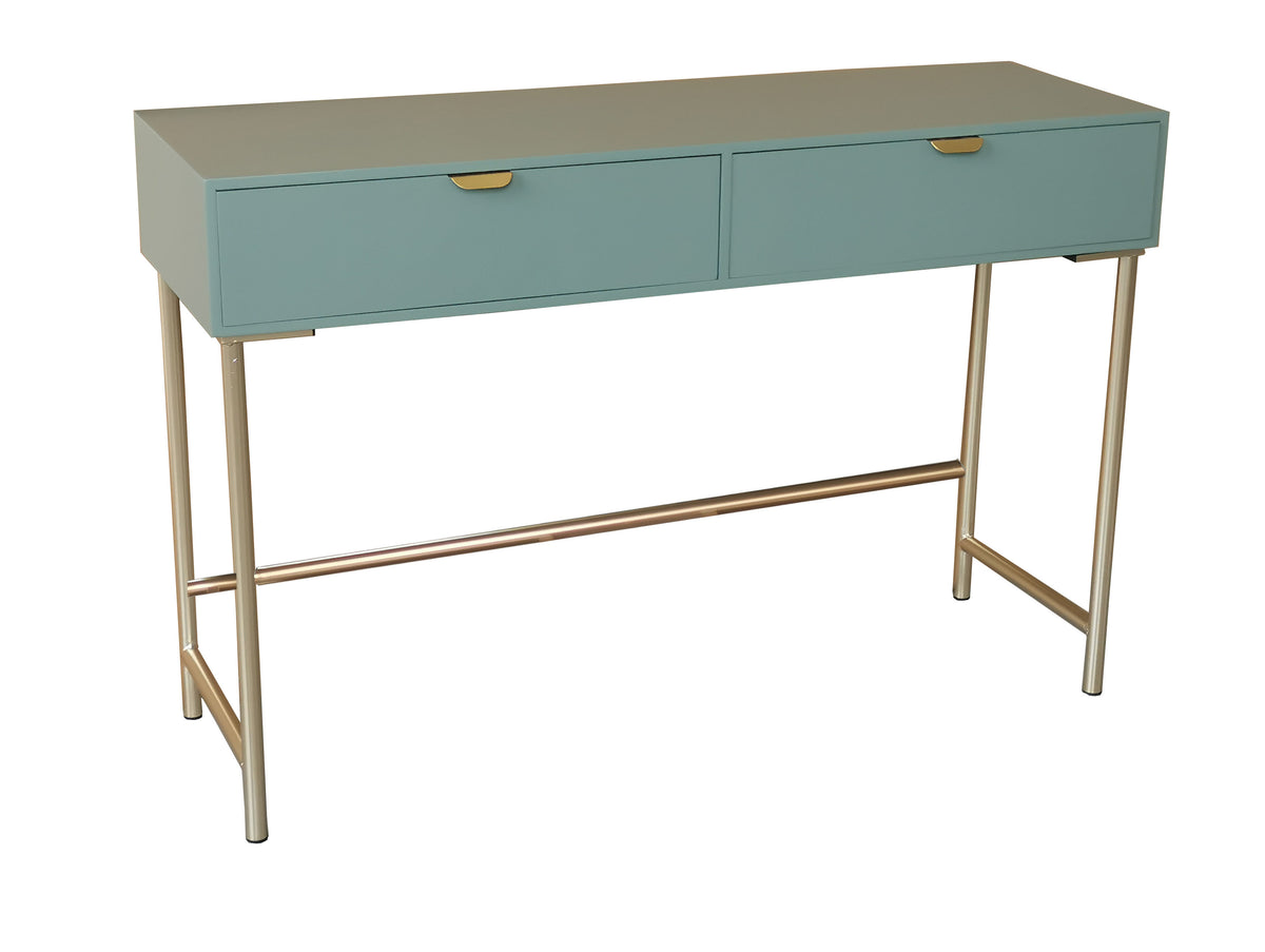 Modern 120cm Wooden 2-Drawer Side Table with Spacious Tabletop – Living Room & Hallway Storage, Green