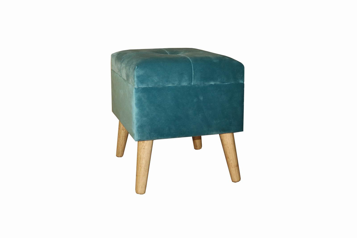 AcaciaHome Velvet Ottoman Footstool with Lift-Up Storage – Square, Traditional Pattern, Living Room Seat