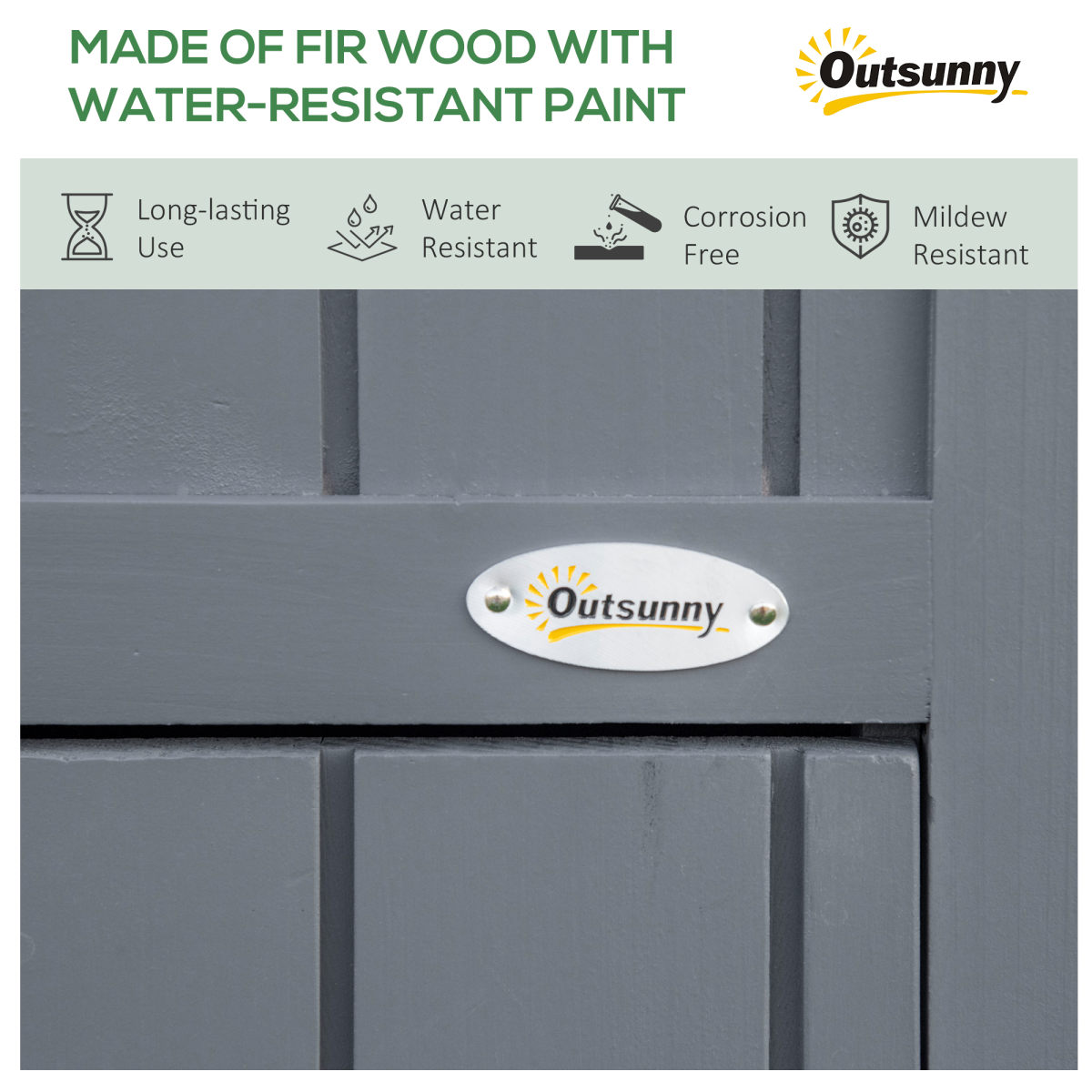 HOMCOM Wooden Garden Tool Storage Shed with 3 Shelves and Firewood Rack – Outdoor Fir Wood Storage, Grey