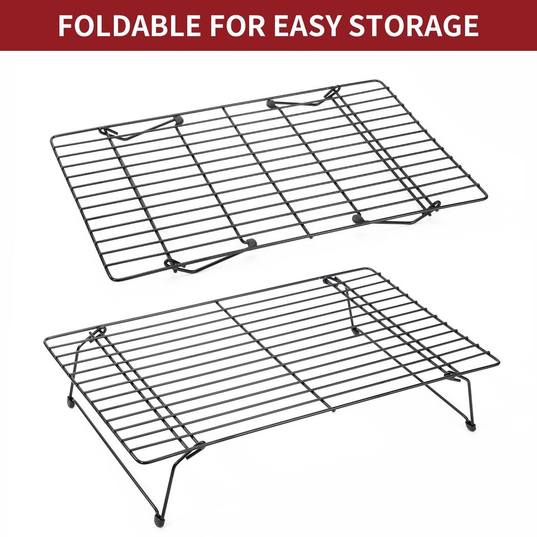 Vinsani 3 Tier Collapsible Cooling Rack – Non-Stick High-Carbon Steel Stackable Baking & Drying Rack