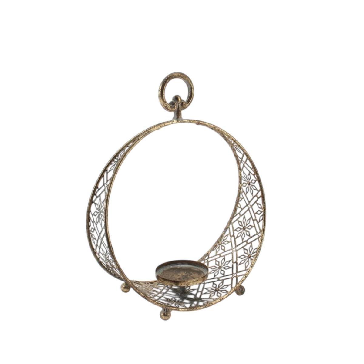 Moroccan-Style 32cm Gold Metal Candle Holder – Art Deco Home Decor Centrepiece