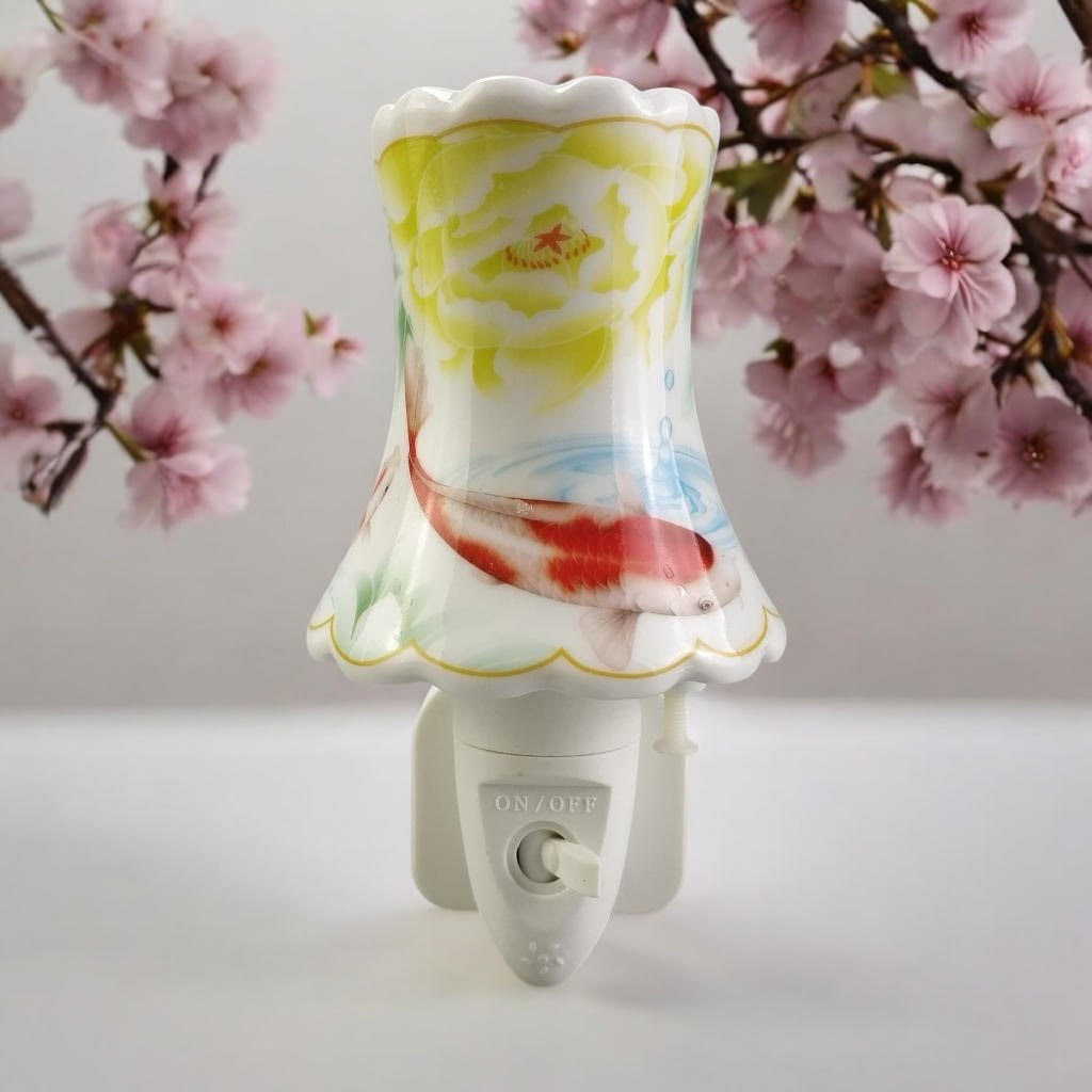LED Floral Ceramic Night Light – Plug-In Decorative Nightlight for Bedrooms, Hallways and Bathrooms