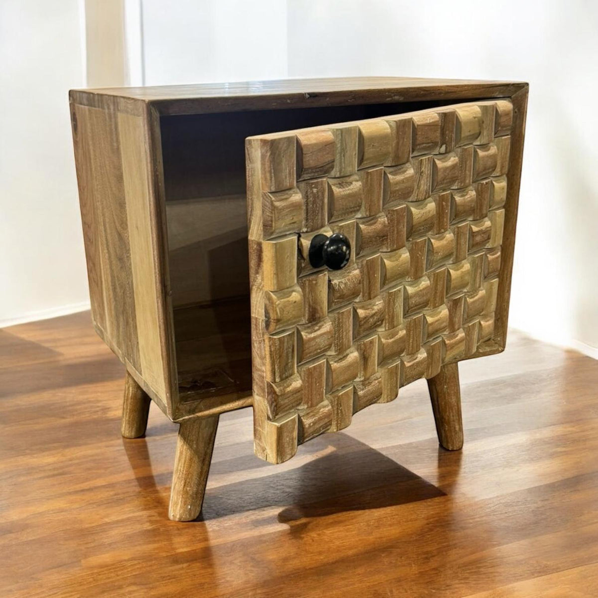 Wooden Bedside Cabinet, 47cm – Sturdy Bedroom Storage Table for Home