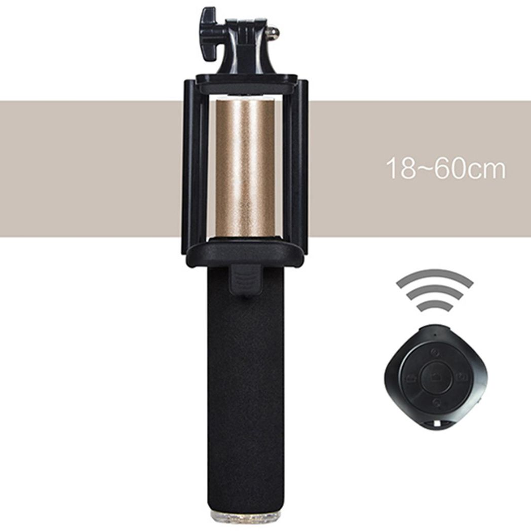 Aquarius Video Selfie Stick with Bluetooth Remote – Extendable 18–60cm Aluminium Monopod, Gold