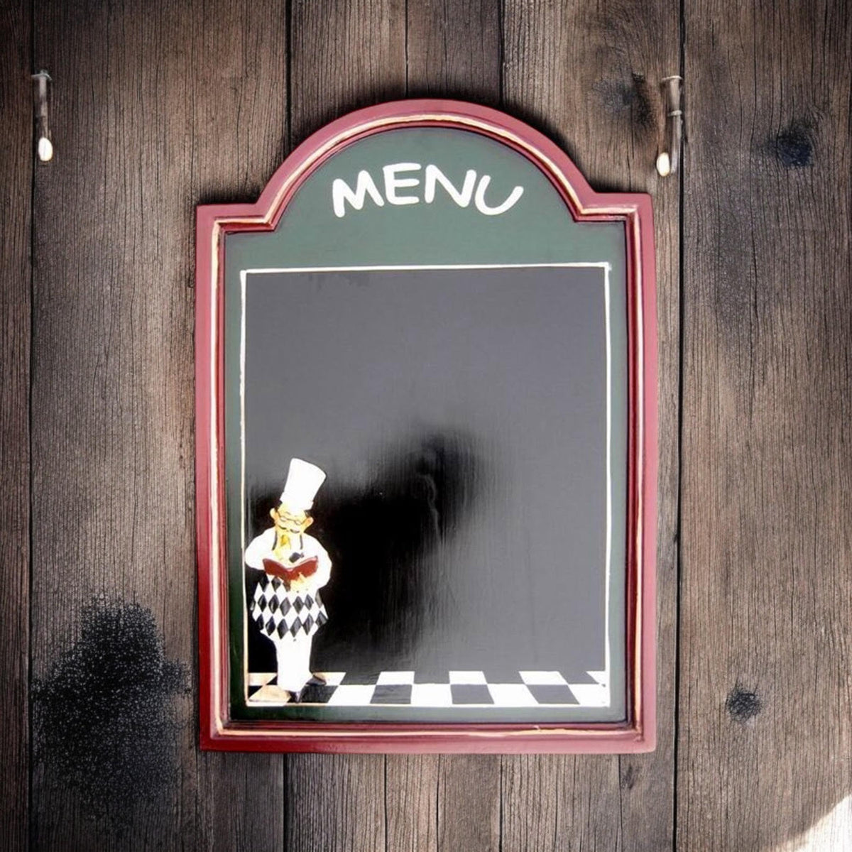 Wall-Mounted Chalkboard Memo Menu Board with Wooden Frame – Kitchen, Bistro & Restaurant, 60 x 40cm Square, Green