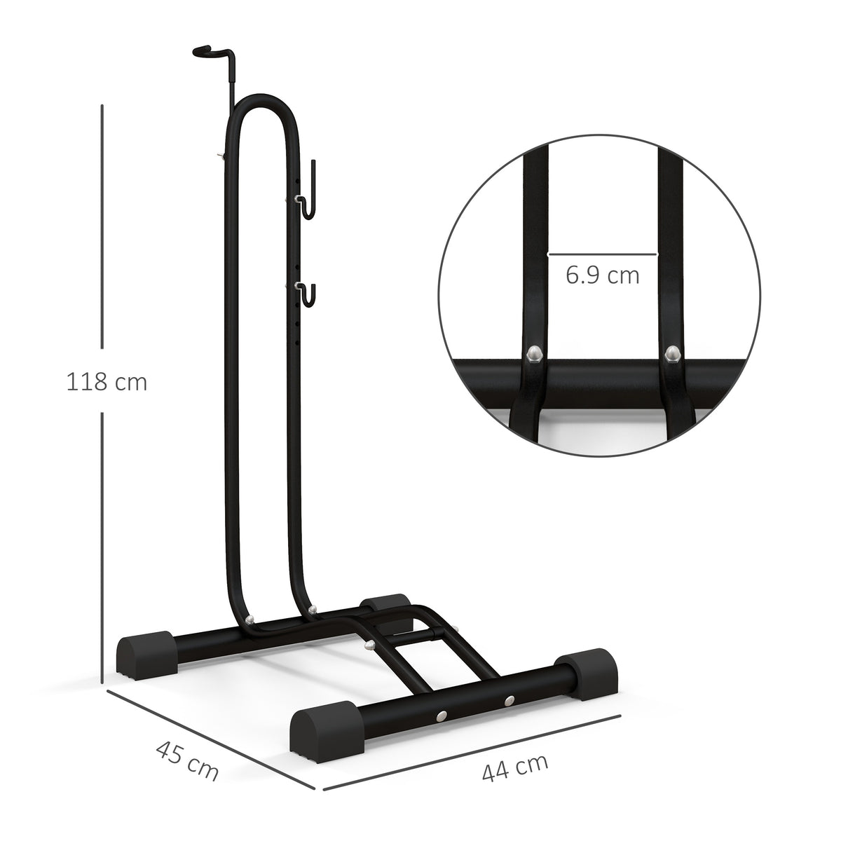 SPORTNOW Vertical & Horizontal Bike Rack for 6"–28" and 700c Bikes – Steel Bicycle Storage Stand, Black
