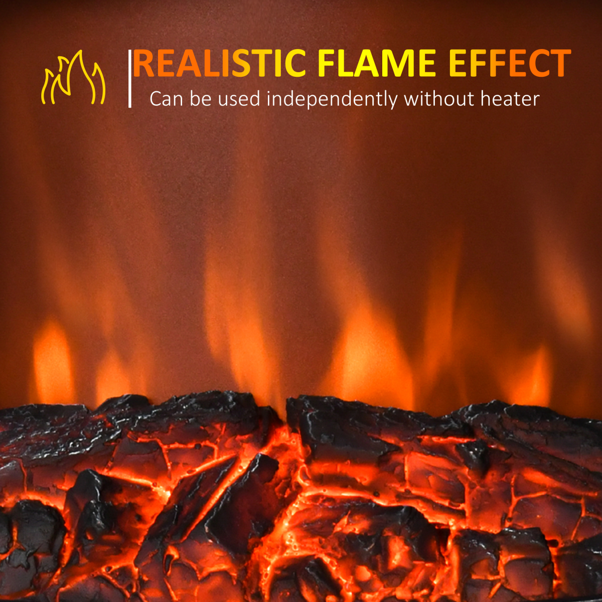 HOMCOM 1850W Freestanding Electric Log Burner Stove with Flame Effect – No Chimney Needed, Black