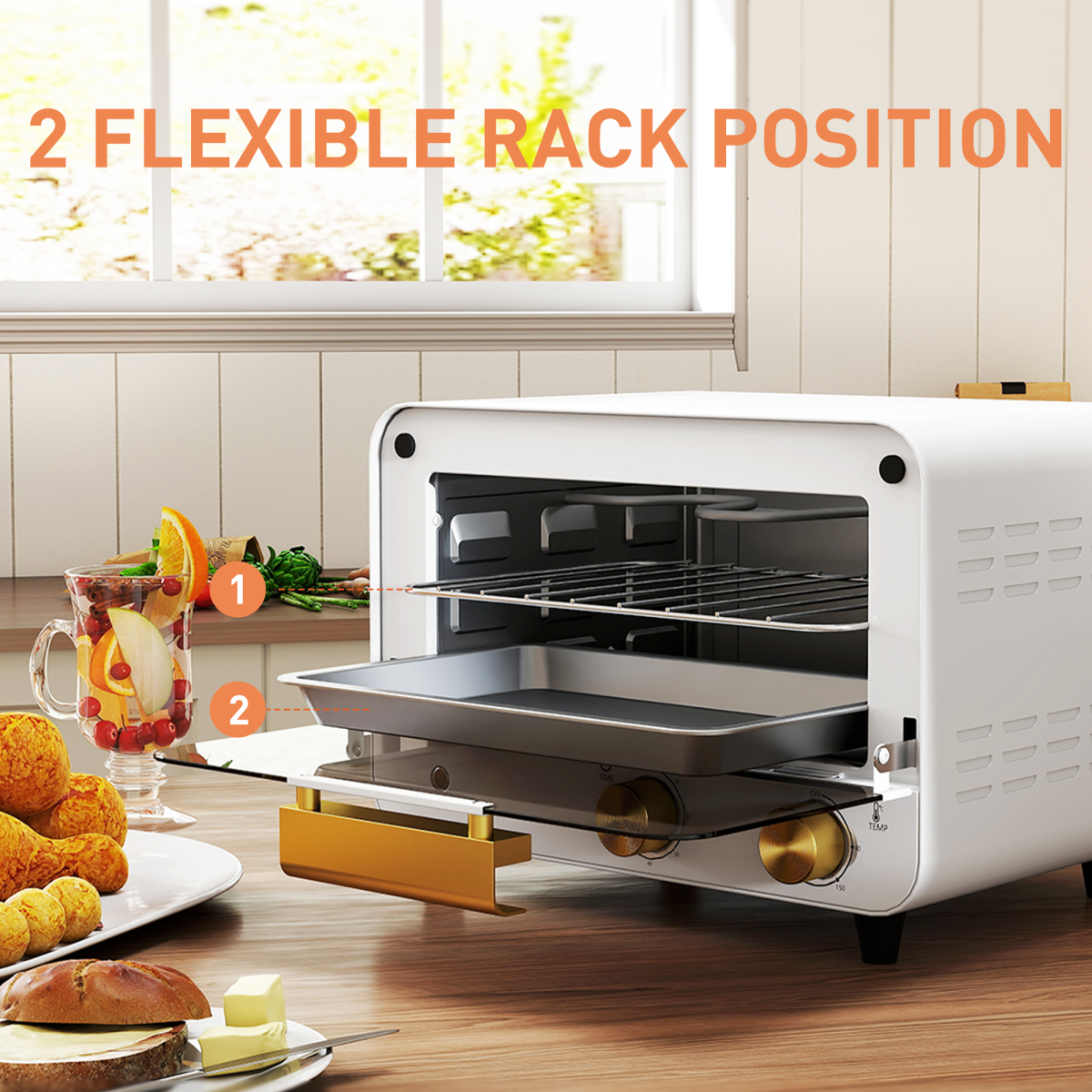 12L Compact Air Fryer Oven with 750W Power, 60–230°C Adjustable Temperature & Timer – Countertop Mini Oven