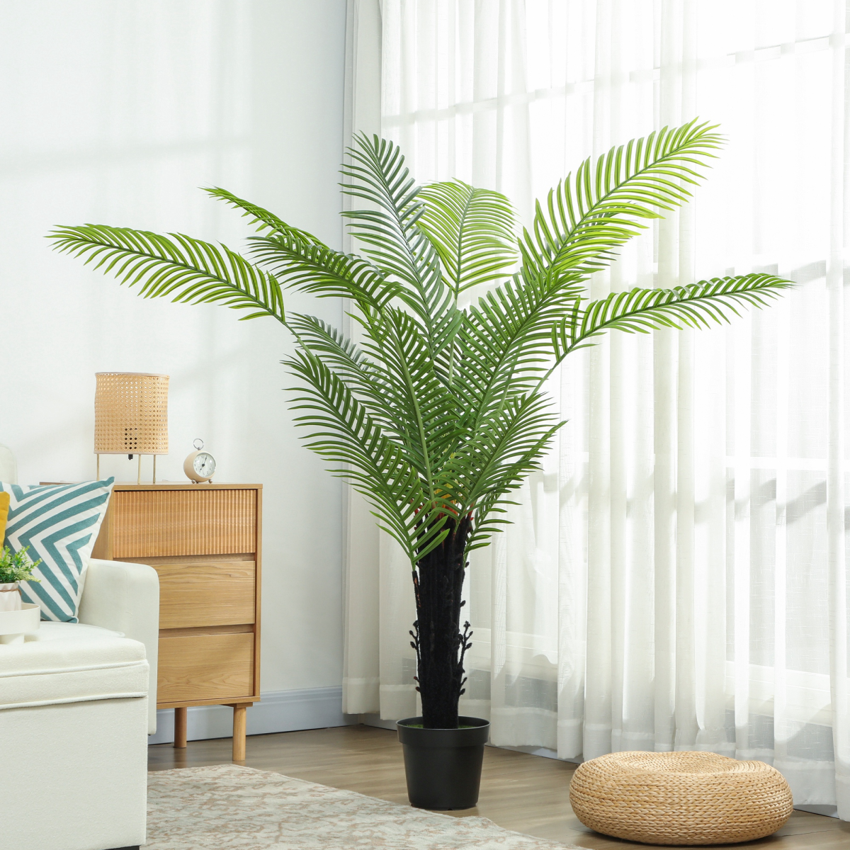 Artificial Areca Palm Tree in Weighted Pot, 120cm – Lifelike Indoor Faux Plant for Home & Office Decor, Green