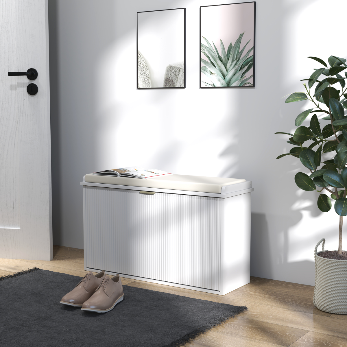 Hallway Shoe Storage Bench Cabinet with Enclosed Storage & Seat – Entryway Bench, 120kg Capacity