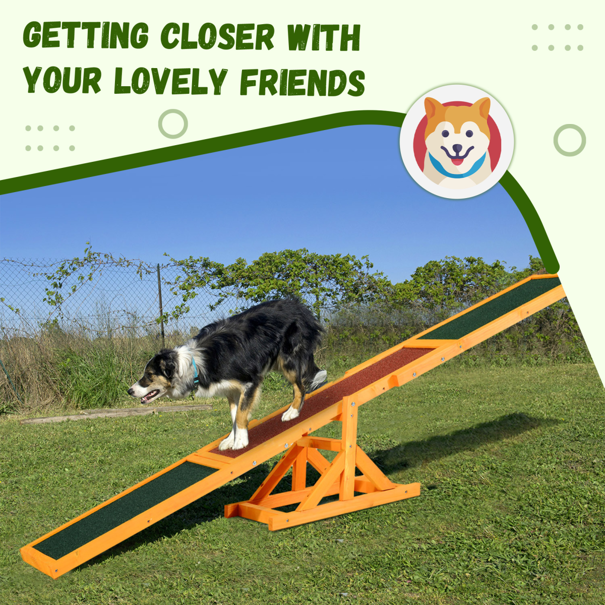 Pawhut Wooden Dog Seesaw Agility Training Equipment with Anti-slip Surface – Outdoor Pet Exercise