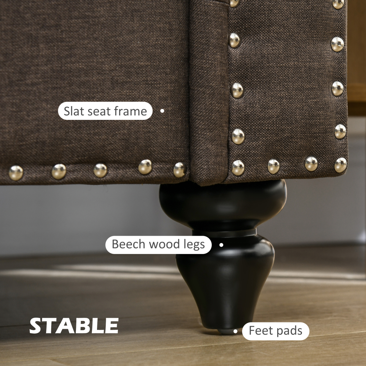 HOMCOM dark brown sofa, side view