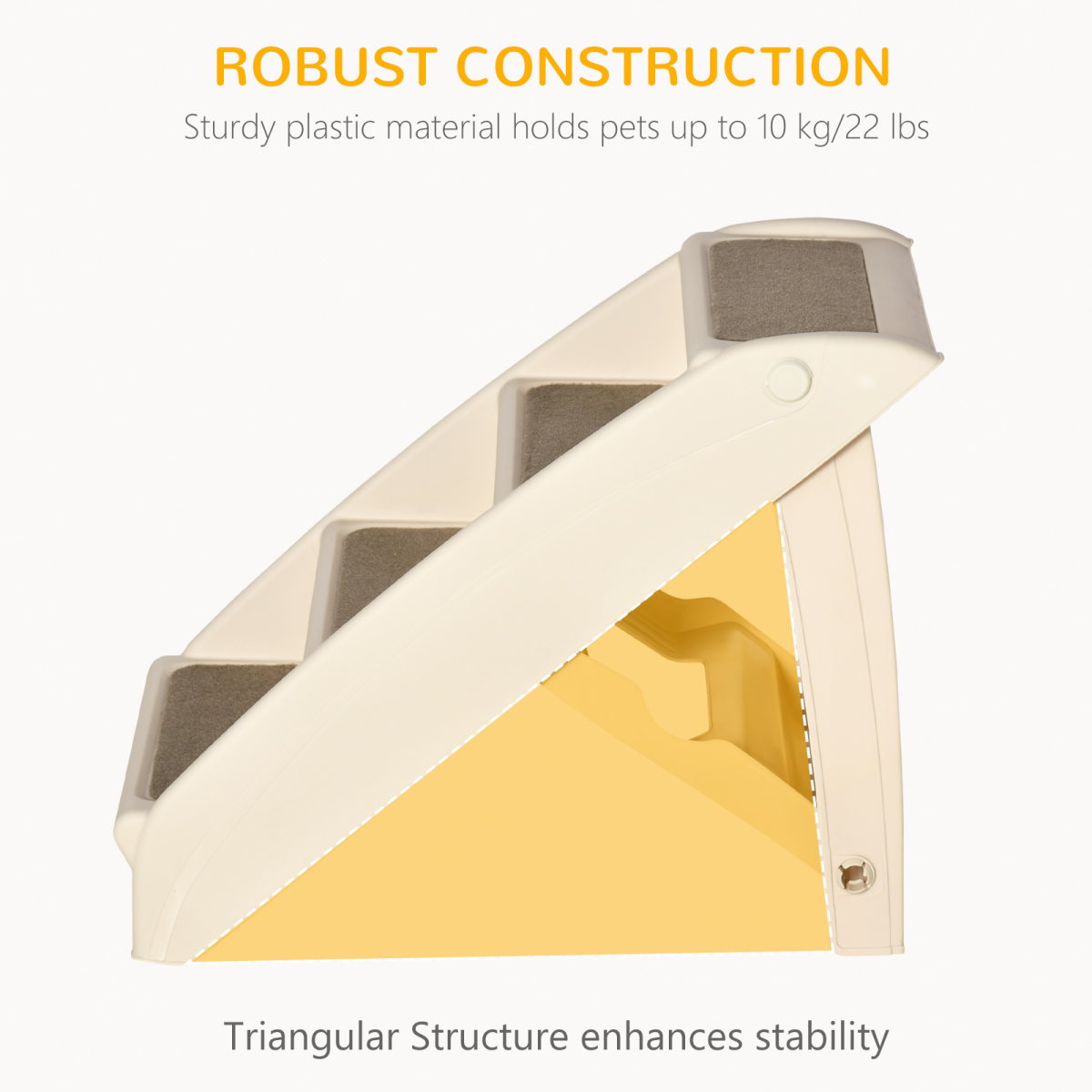 Foldable Non-Slip Pet Steps for Bed and Sofa – Portable Dog and Cat Stairs for Small Pets, Beige