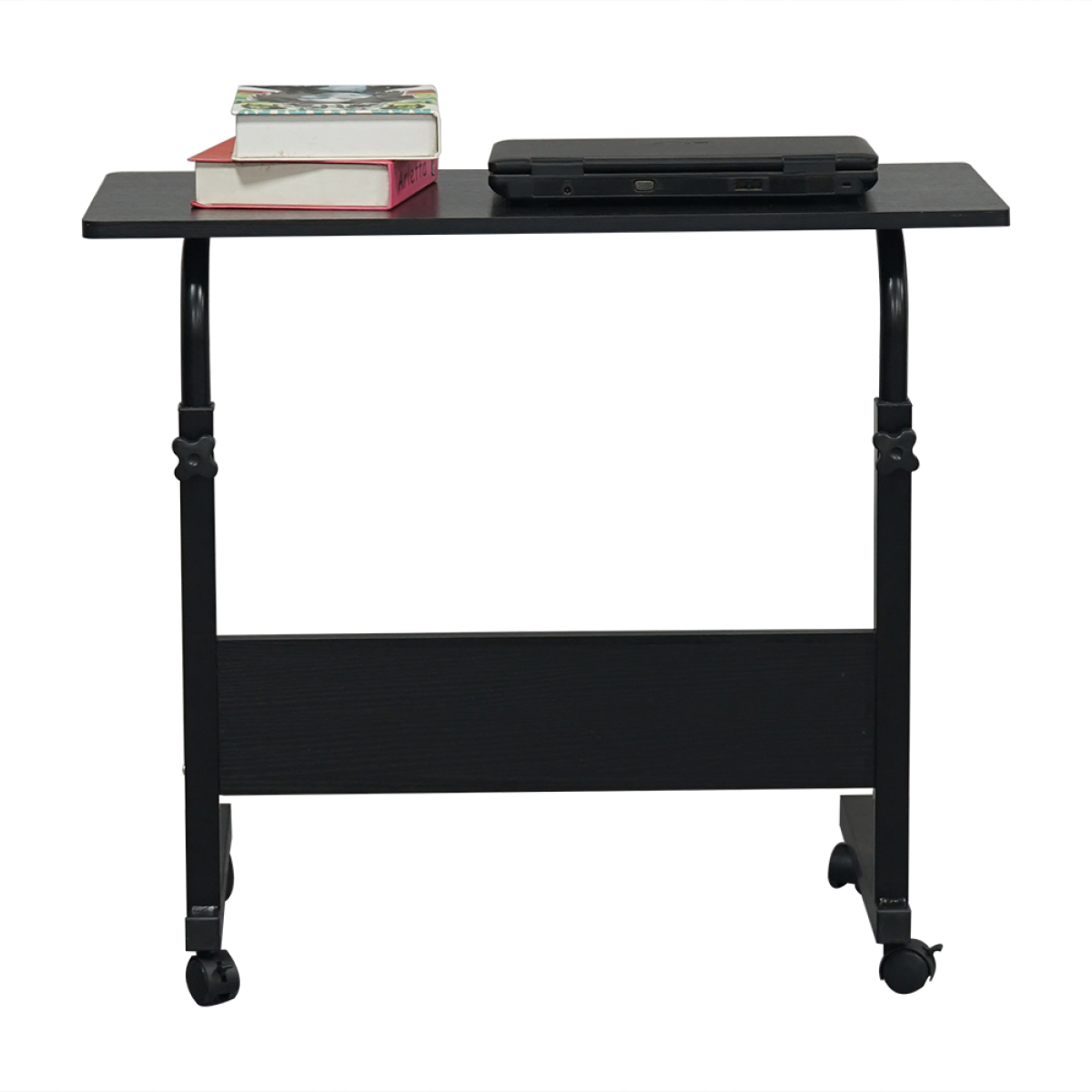 Removable P2 Chipboard & Steel Side Table with Adjustable Height – Home & Office, Black, 80 x 40 cm