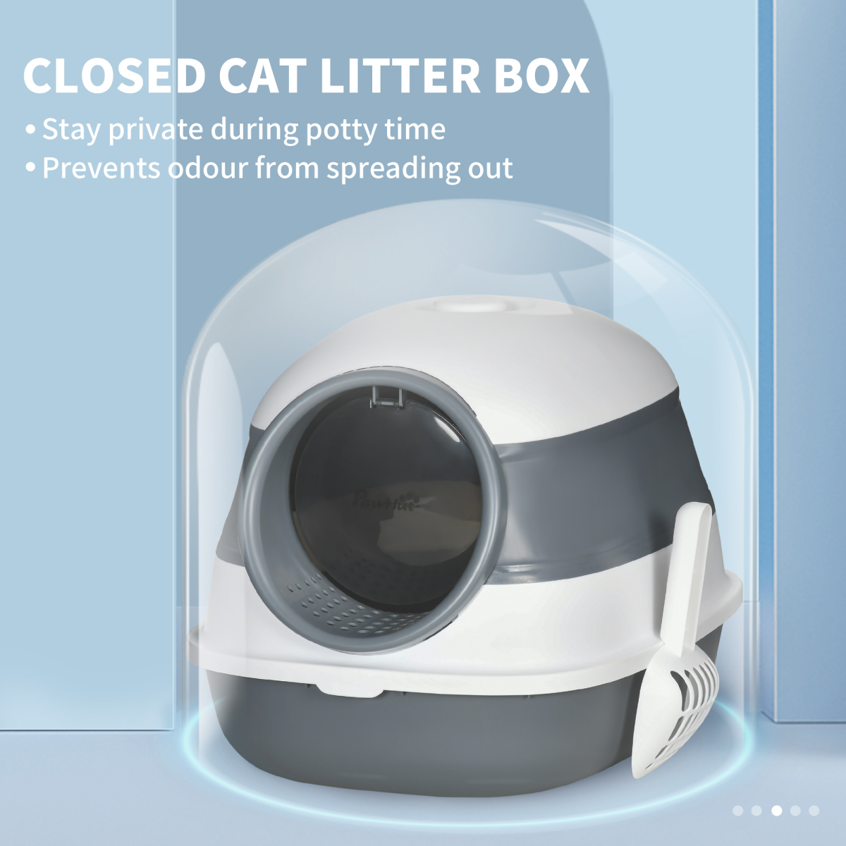 PawHut Hooded Cat Litter Tray with Lid, High Sides & Scoop – Foldable Portable Litter Box with Deodoriser
