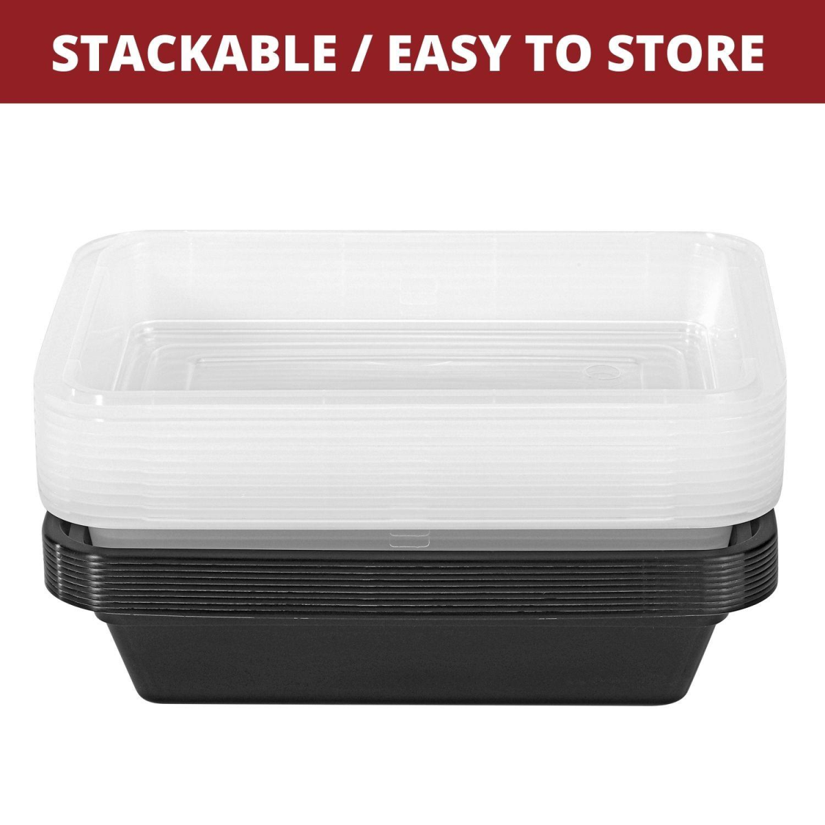Vinsani 10-Pack Single Compartment Meal Prep Containers with Airtight Lids – Stackable Food Storage