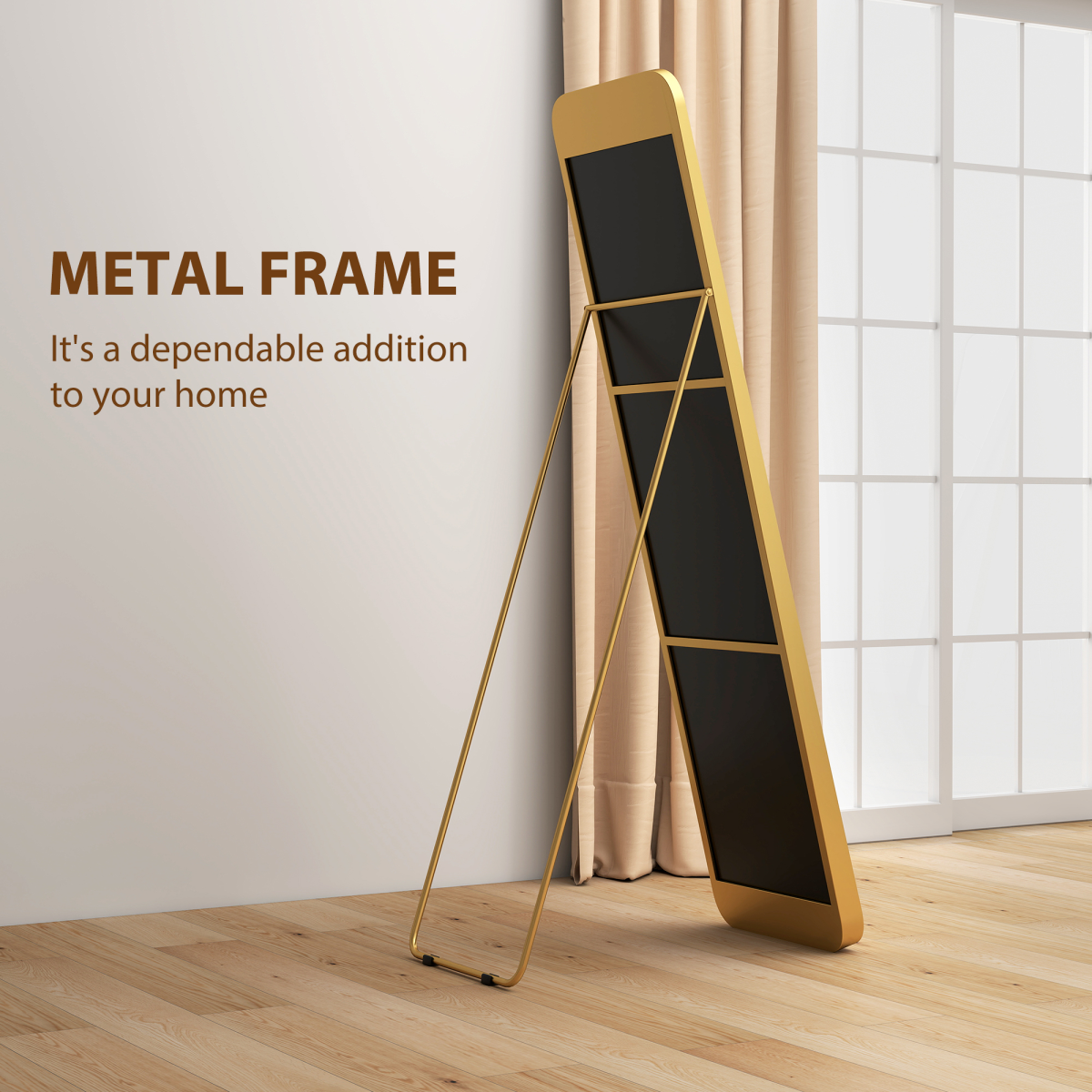 HOMCOM Rectangular Full Length Mirror for Bedroom, 40 x 160 cm, Gold Tone
