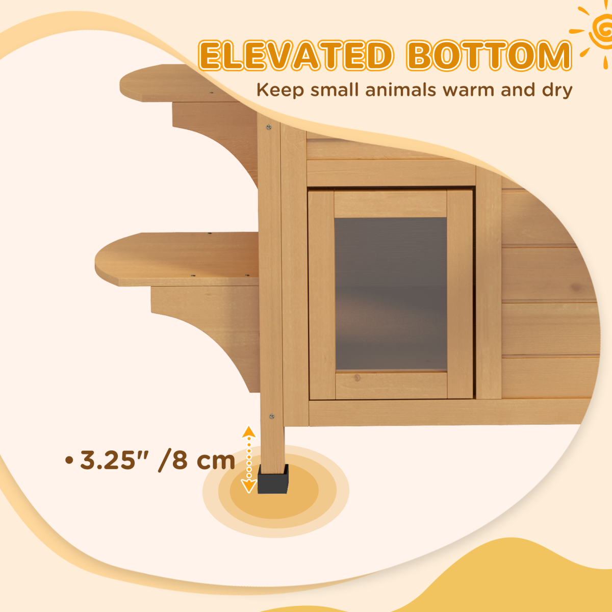 PawHut Wooden Two-Floor Cat House for Outdoor Use with Openable Roof – Natural Fir Wood Cat Shelter