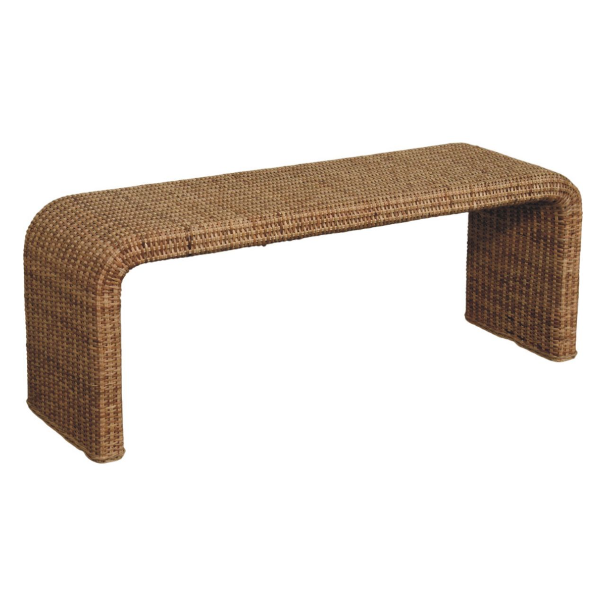 Artisan Furniture Rattan Weave Solid Mango Wood Bench – Entryway & Bedroom Seating, Beige