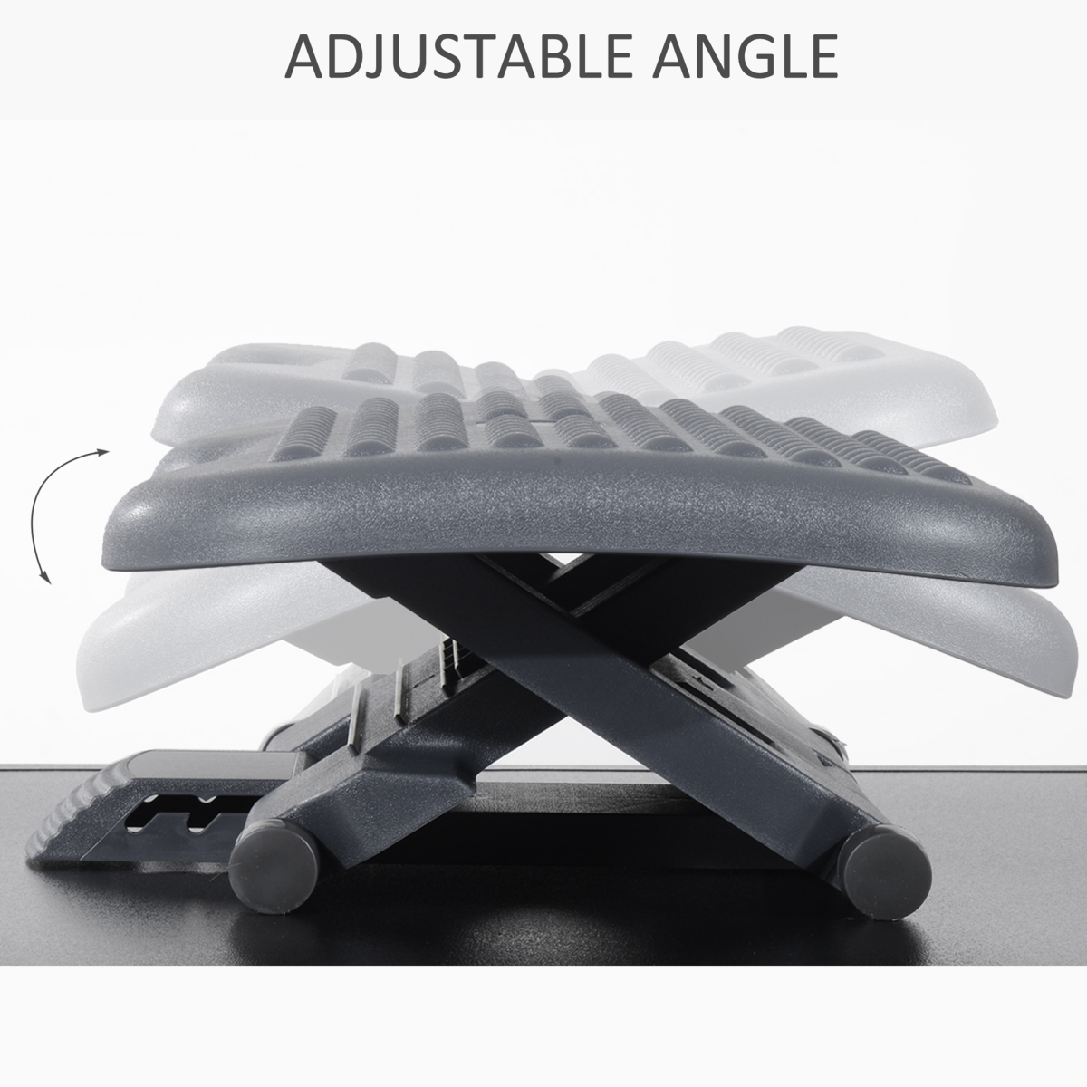 Adjustable 3-Position Tilting Footrest with Textured Massage Top – Non-Skid Home Office Foot Rest, Black