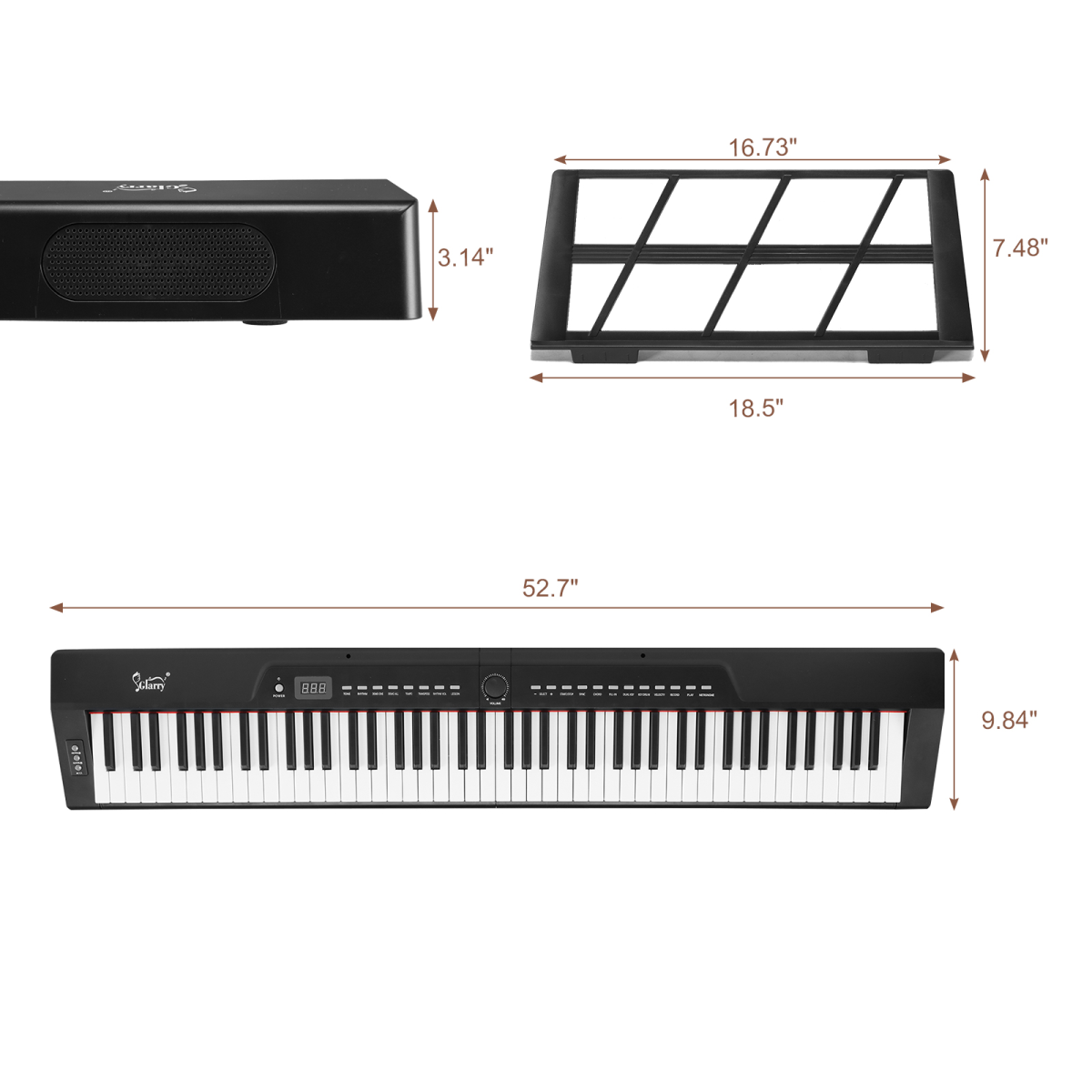 GPP-105 88-Key Semi-Weighted Digital Piano with X-Stand, MIDI & Bluetooth – Home Practice Keyboard, Black