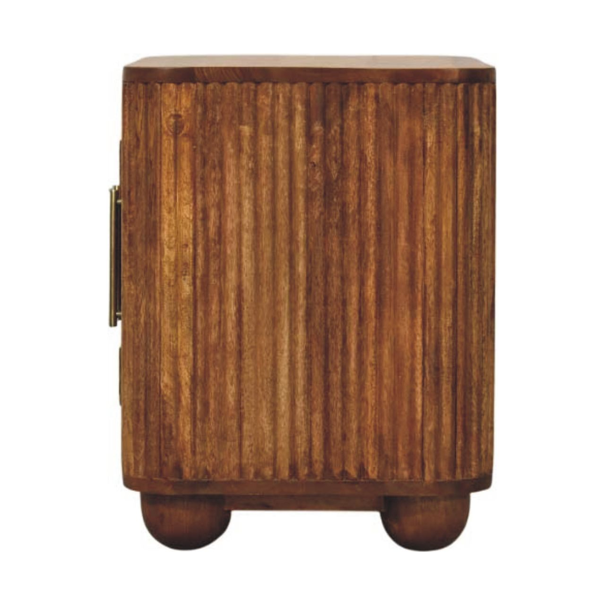 Artisan Furniture Solid Wood Solis Fluted Mini Sideboard with 2 Soft-Close Doors – Amber Oak, Beige