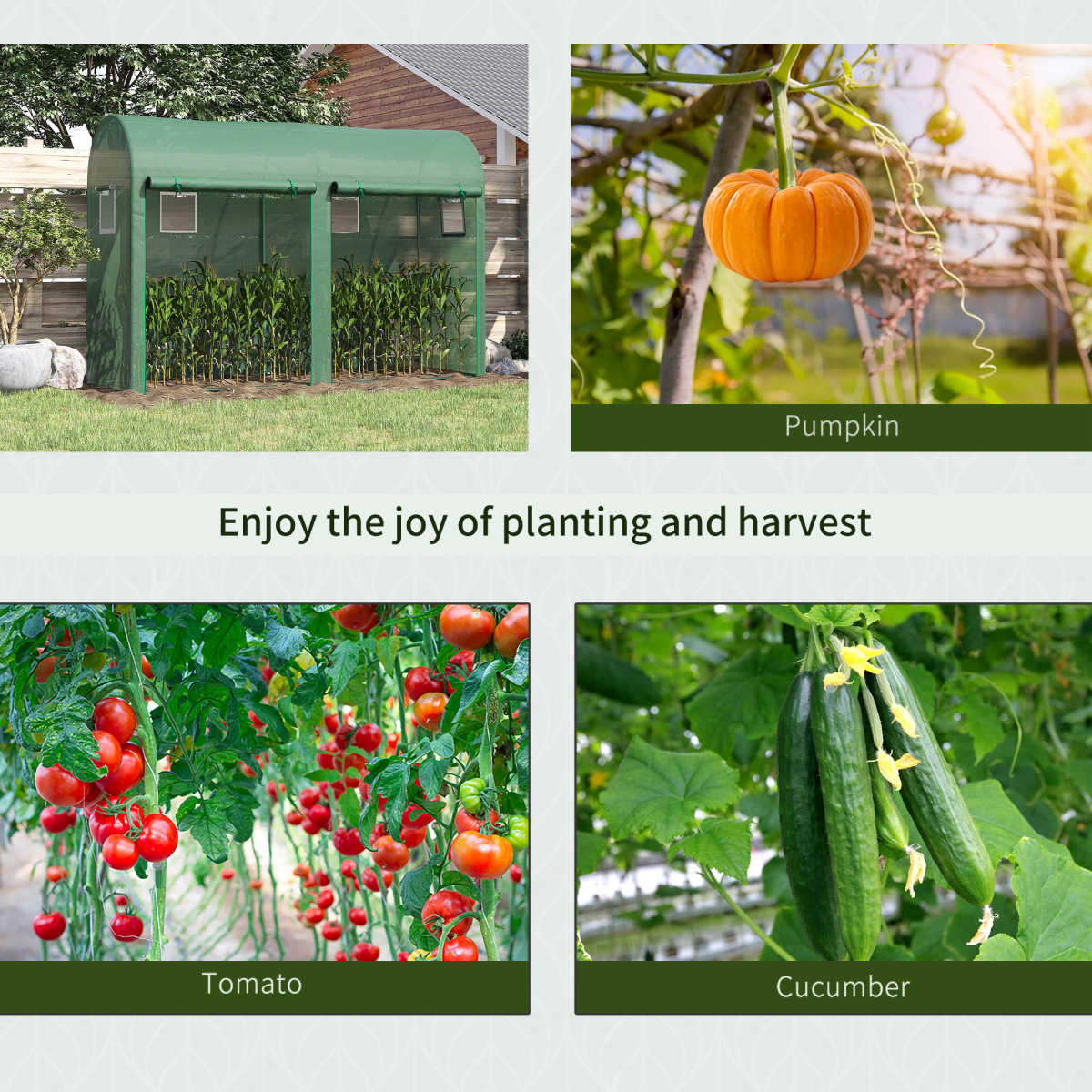 Walk-in Greenhouse with 2 Roll-up Doors & 4 Windows – Galvanised Steel Frame Grow House, 300 x 100 x 200cm, Green