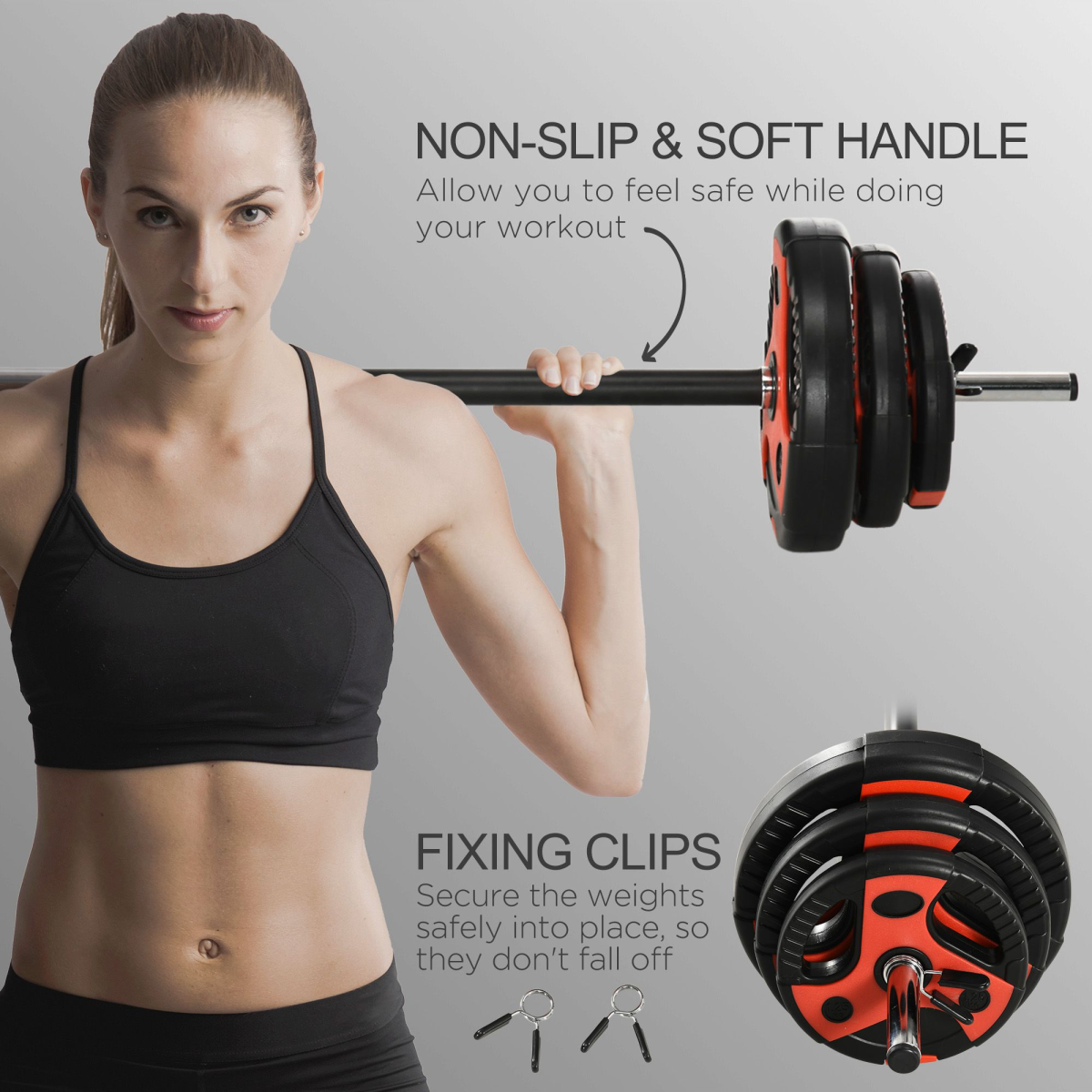 SPORTNOW 20kg Adjustable Barbell Weights Set with PU-Coated Plates & Non-Slip Grip – Home Gym Strength Training