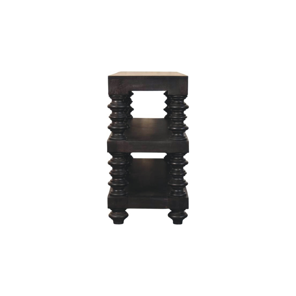 Artisan Furniture Solid Wood Spindle Shelf Console with 2 Open Slots – Hallway Console or Bookshelf, Dark Brown