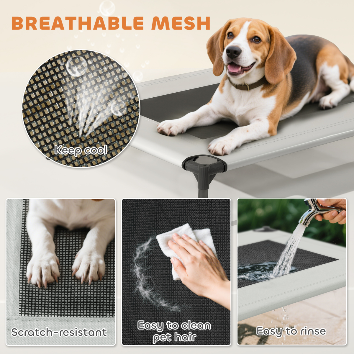Elevated Dog Bed with Removable Three-Sided Canopy & Storage Bag – Breathable Pet House for Small to Medium Dogs