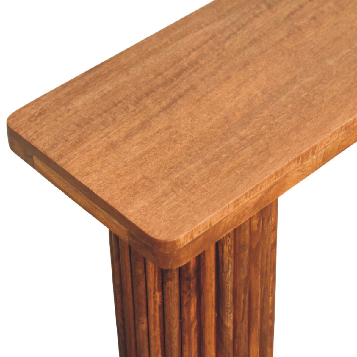 Artisan Furniture Astoria Fluted Solid Mango Wood Bench – Entryway & Dining Seating, Brown