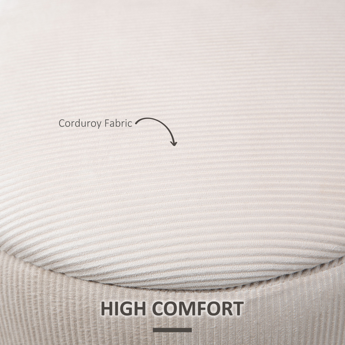 HOMCOM Set of 2 Fabric Storage Ottomans with Removable Lids – Hidden Storage and Extra Seating, Cream White