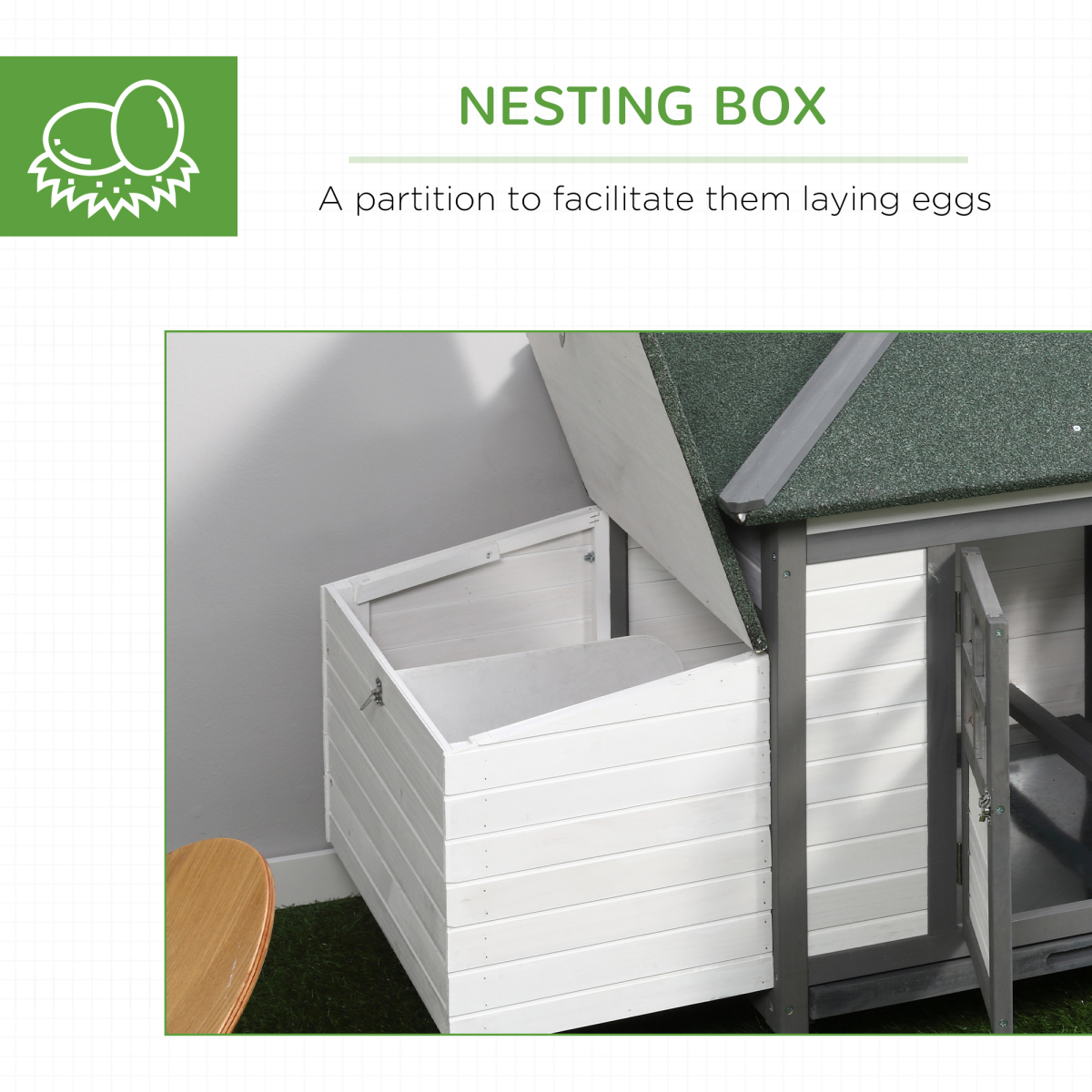 PawHut Wooden Chicken Coop with Nesting Box & Outdoor Run – Small Animal Cage for Backyard