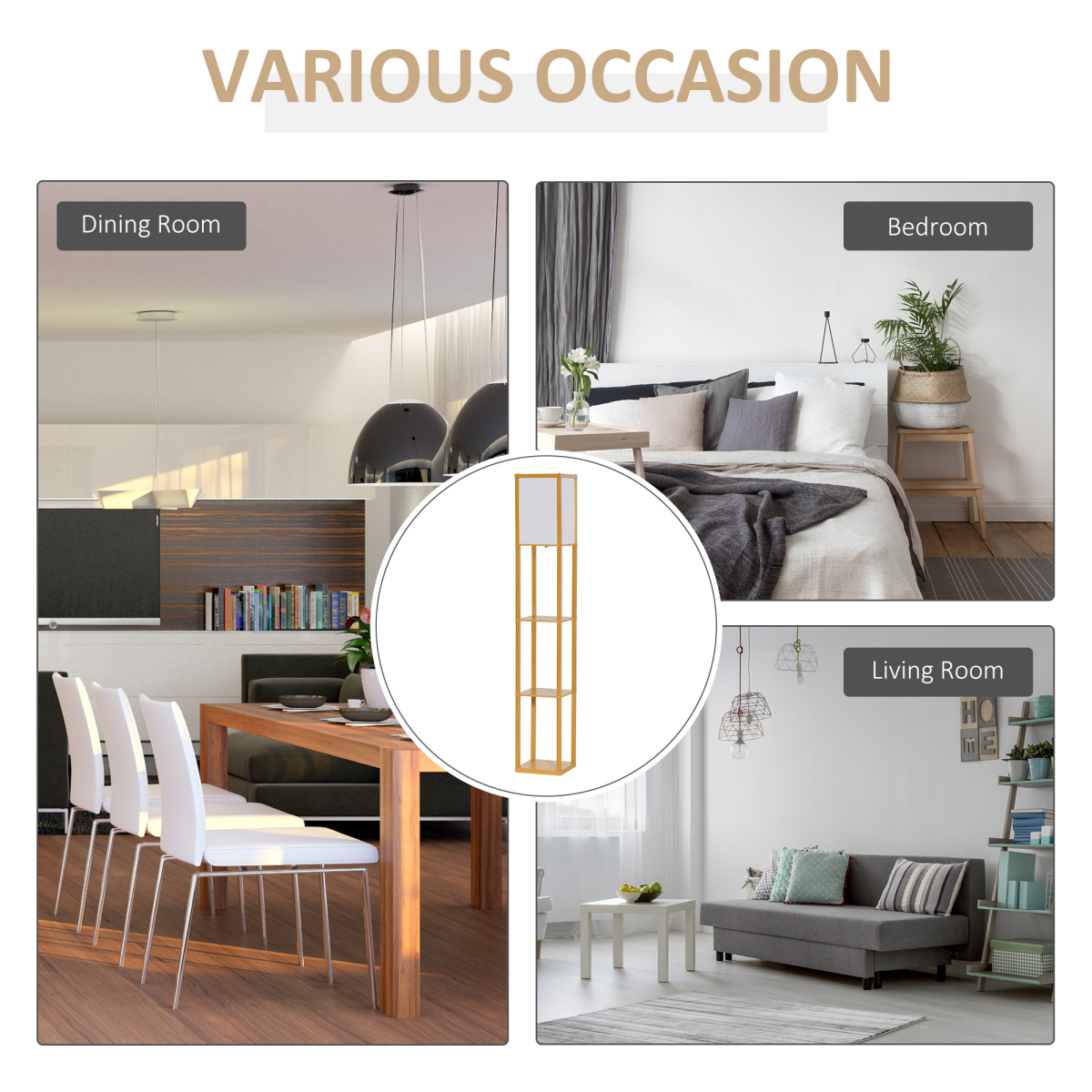 Storage Shelf Floor Lamp – Natural